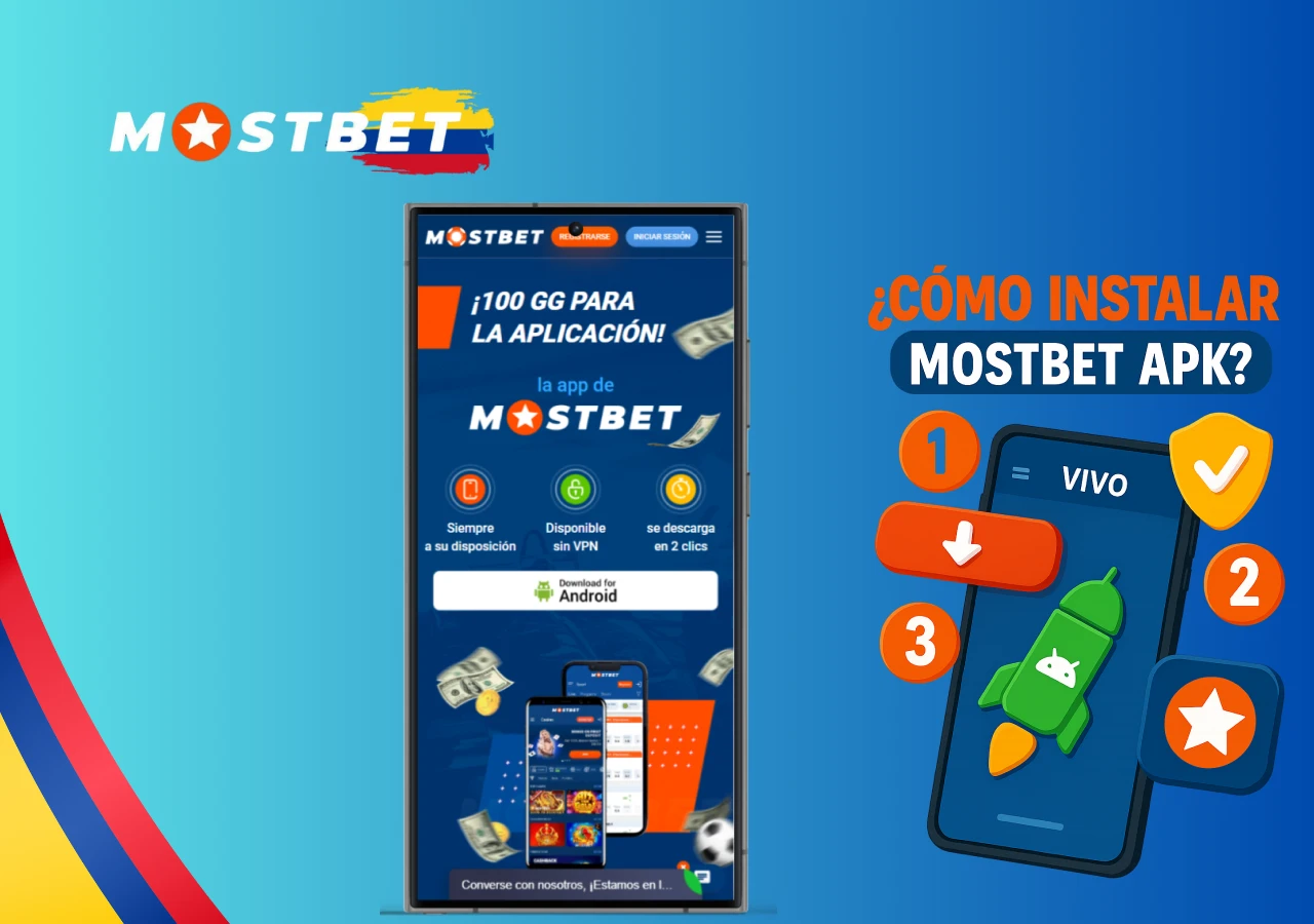 Guía paso a paso para instalar la aplicación Mostbet APK en Android con iconos de descarga y verificación